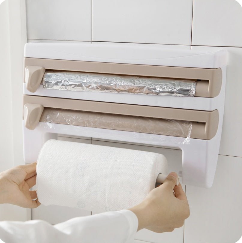 Wall mont wrap cutter kitchen organizer