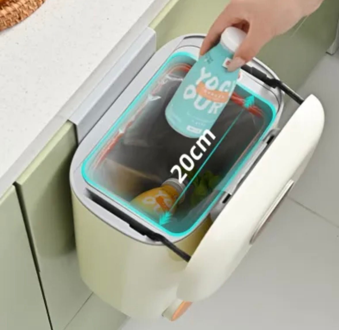Wall mounted trash can kitchen cabinet